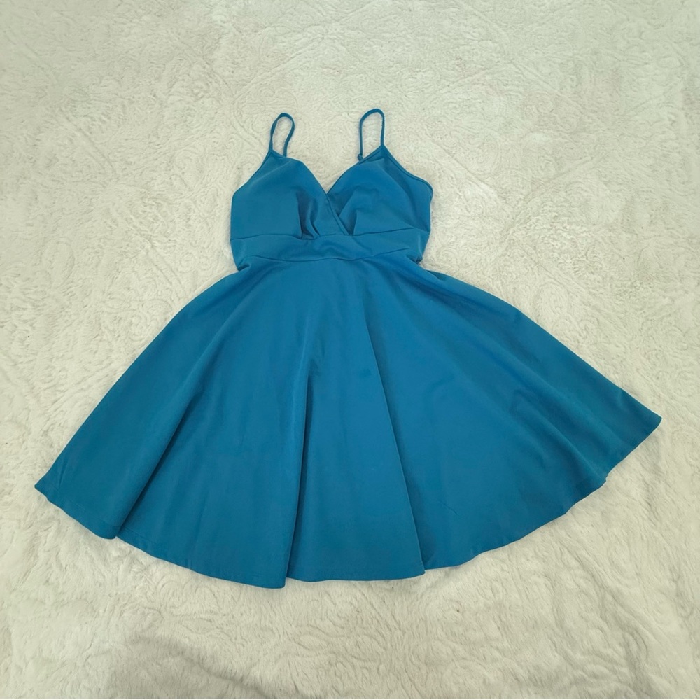 Elegant Blue Spaghetti Strap Dress